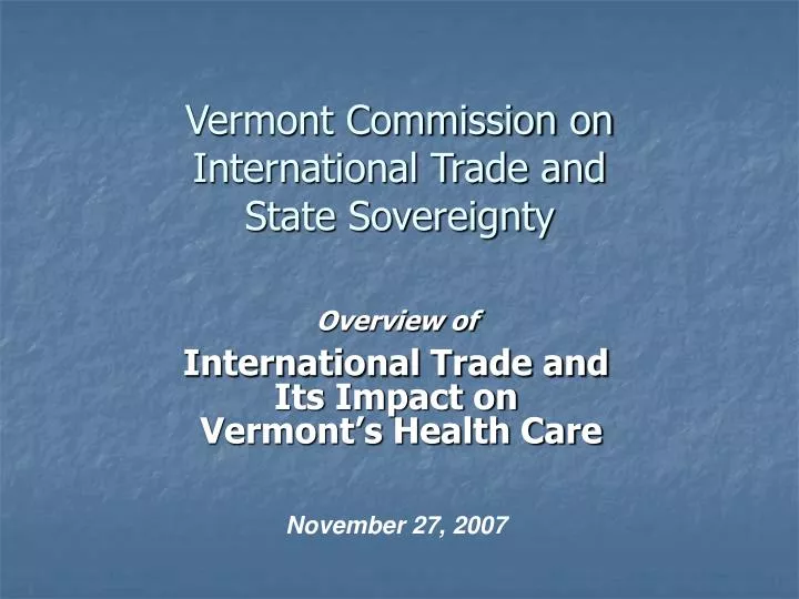 vermont commission on international trade and state sovereignty