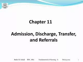 Chapter 11 Admission, Discharge, Transfer, and Referrals