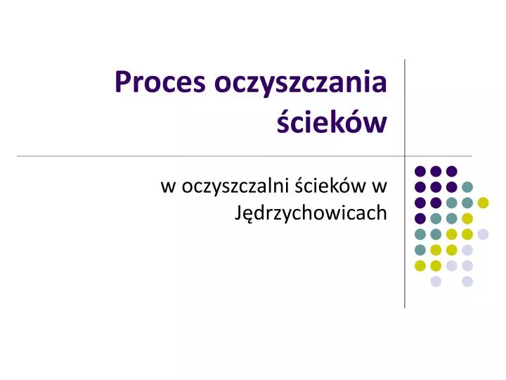 proces oczyszczania ciek w