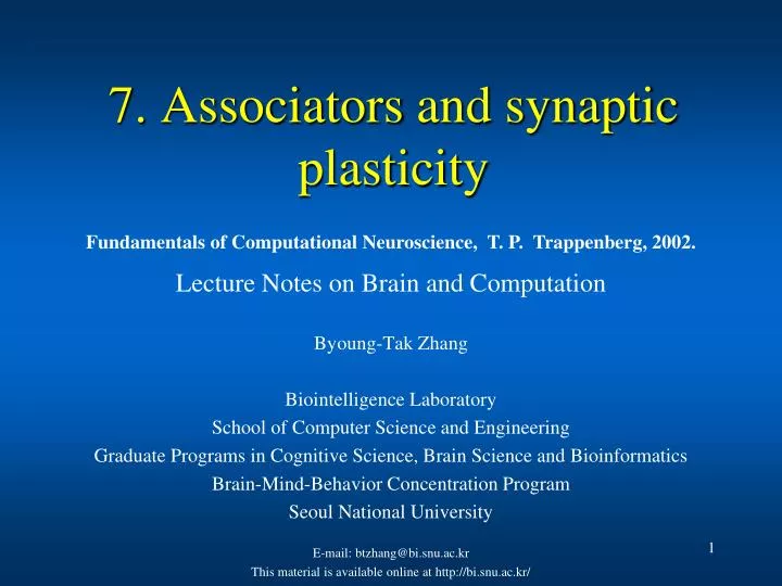 7 associators and synaptic plasticity