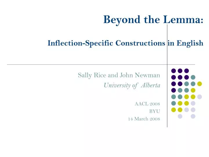 beyond the lemma inflection specific constructions in english