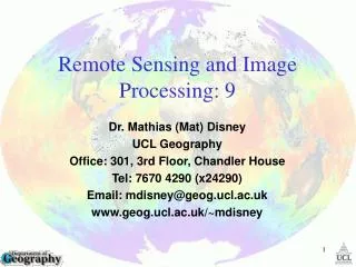 Remote Sensing and Image Processing: 9