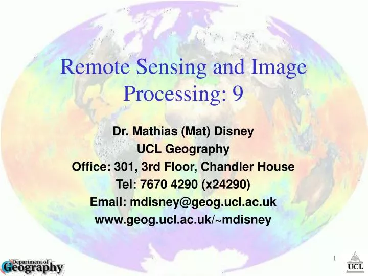 remote sensing and image processing 9