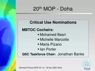 20 th MOP - Doha