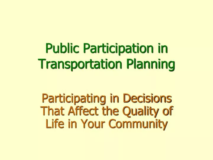 public participation in transportation planning
