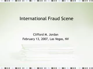 International Fraud Scene