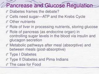 Pancrease and Glucose Regulation