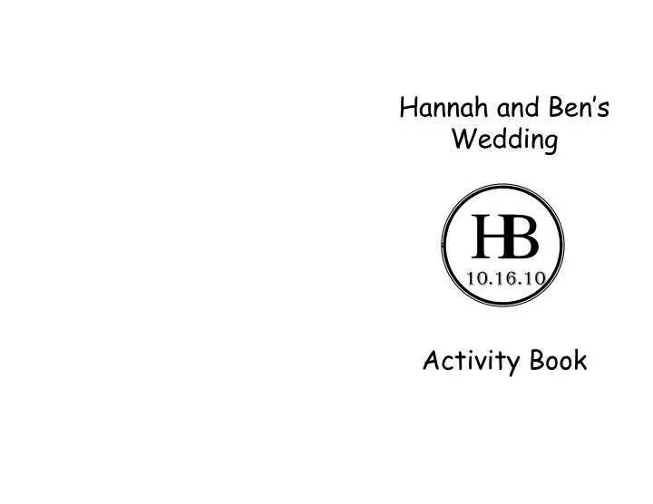 hannah and ben s wedding activity book