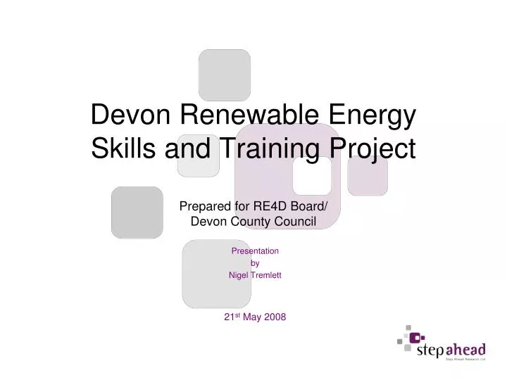 devon renewable energy skills and training project prepared for re4d board devon county council
