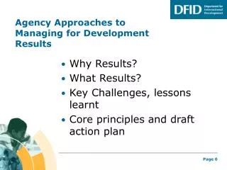 Agency Approaches to Managing for Development Results