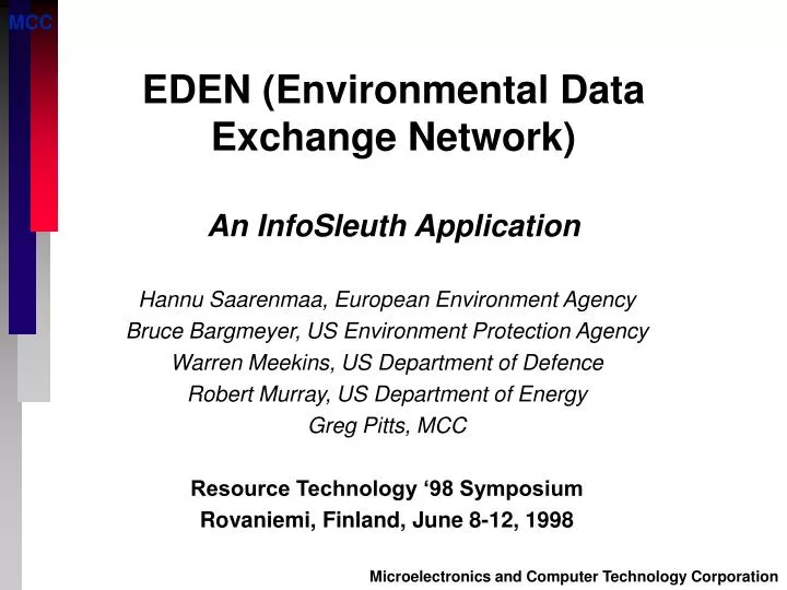 eden environmental data exchange network an infosleuth application