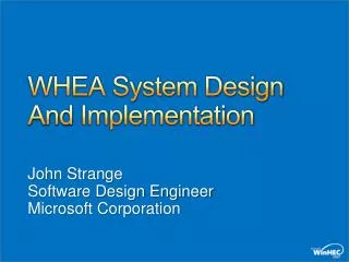 WHEA System Design And Implementation