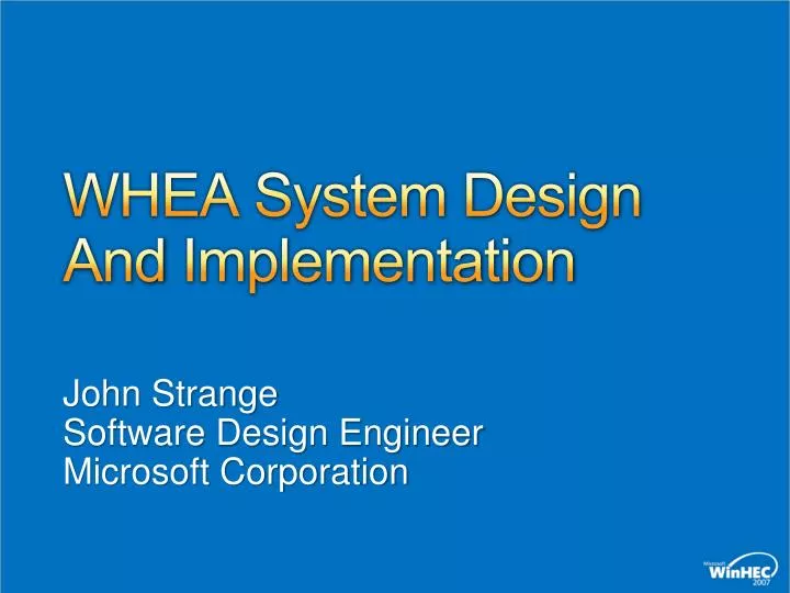whea system design and implementation