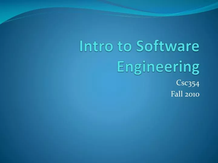 intro to software engineering