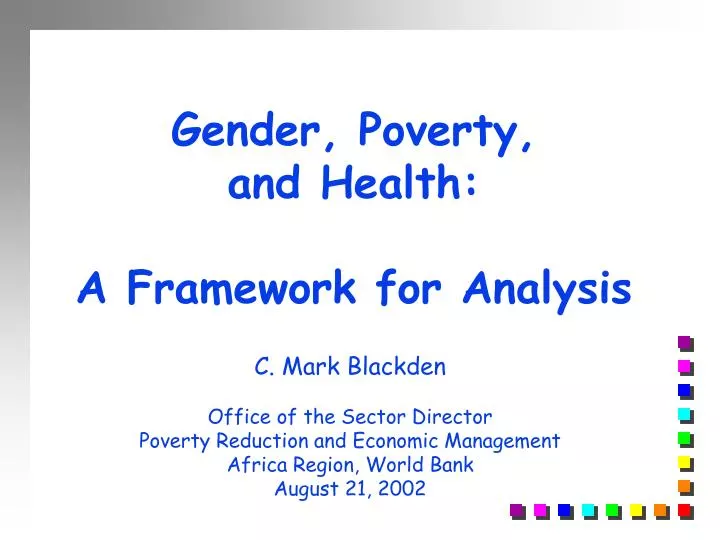 gender poverty and health a framework for analysis