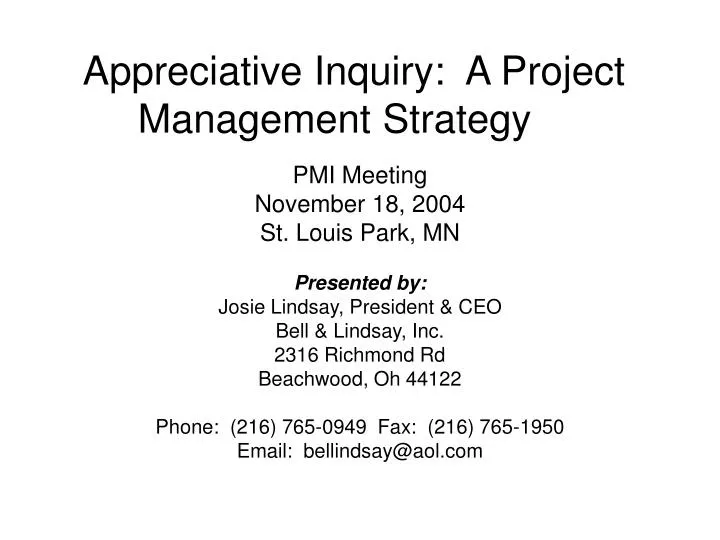 appreciative inquiry a project management strategy