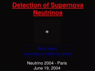 Detection of Supernova Neutrinos