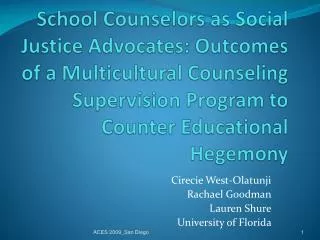 School Counselors as Social Justice Advocates: Outcomes of a Multicultural Counseling Supervision Program to Counter Edu