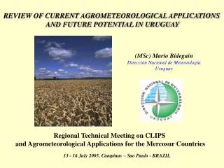 REVIEW OF CURRENT AGROMETEOROLOGICAL APPLICATIONS AND FUTURE POTENTIAL IN URUGUAY