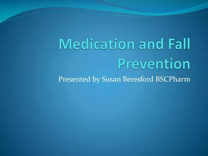 medication and fall prevention