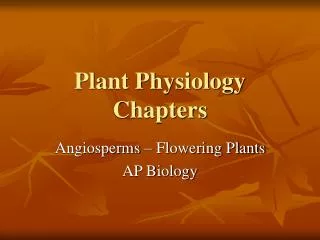 Plant Physiology Chapters