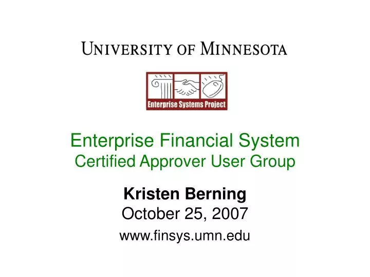enterprise financial system certified approver user group