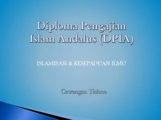 ISLAMISASI &amp; KESEPADUAN ILMU