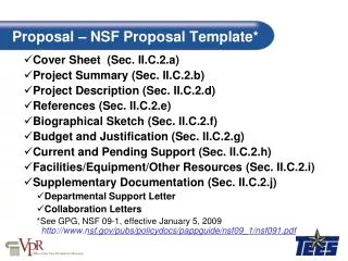 Proposal – NSF Proposal Template*