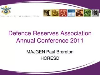 Defence Reserves Association Annual Conference 2011