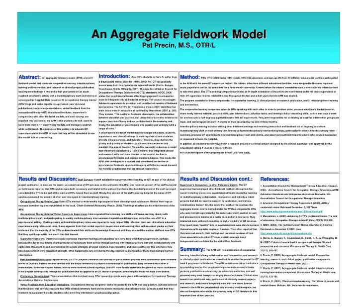 an aggregate fieldwork model pat precin m s otr l