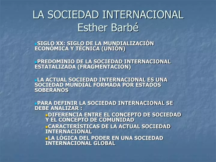 la sociedad internacional esther barb