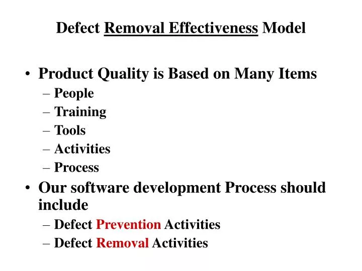 defect removal effectiveness model