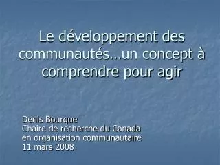le d veloppement des communaut s un concept comprendre pour agir