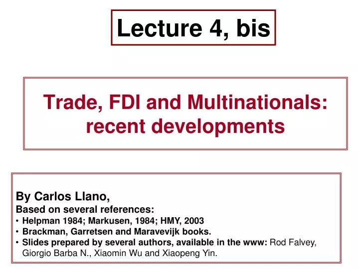 trade fdi and multinationals recent developments