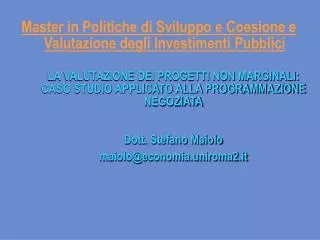 Caso studio sperimentale di valutazione di un patto territoriale