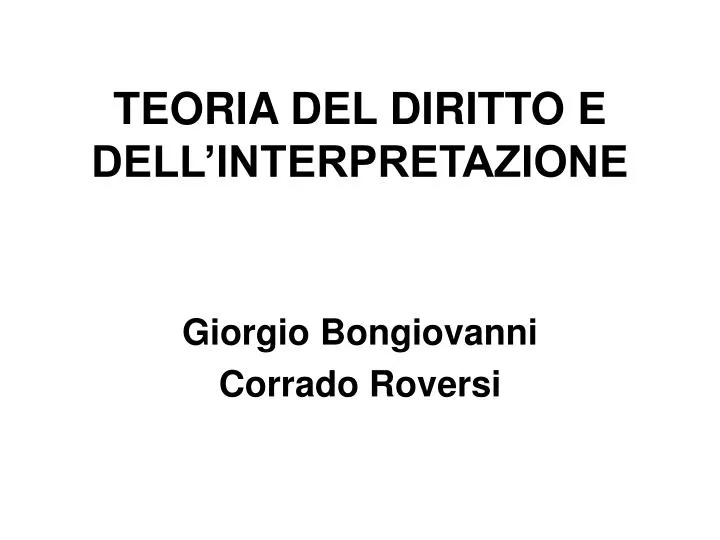 teoria del diritto e dell interpretazione