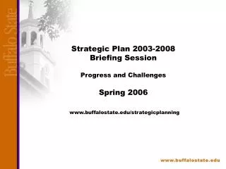 Strategic Plan 2003-2008 Briefing Session Progress and Challenges Spring 2006 www.buffalostate.edu/strategicplanning