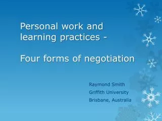 Personal work and learning practices - Four forms of negotiation