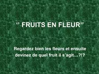 ‘’ FRUITS EN FLEUR’’