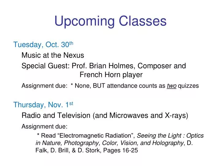 upcoming classes