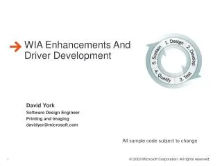 David York Software Design Engineer Printing and Imaging davidyor@microsoft.com