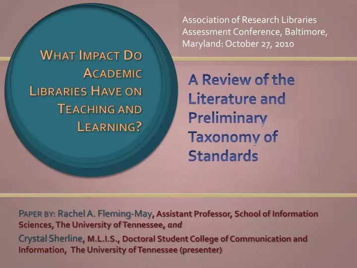 a review of the literature and preliminary taxonomy of standards