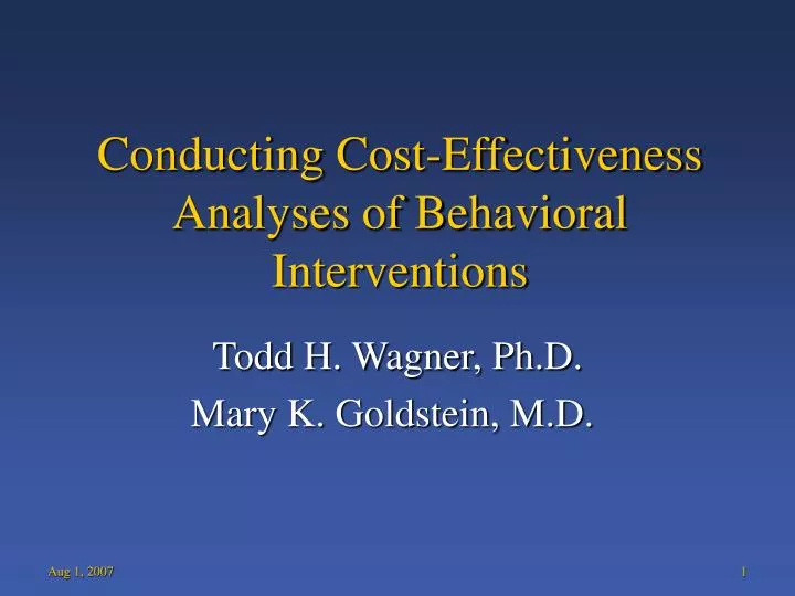 conducting cost effectiveness analyses of behavioral interventions