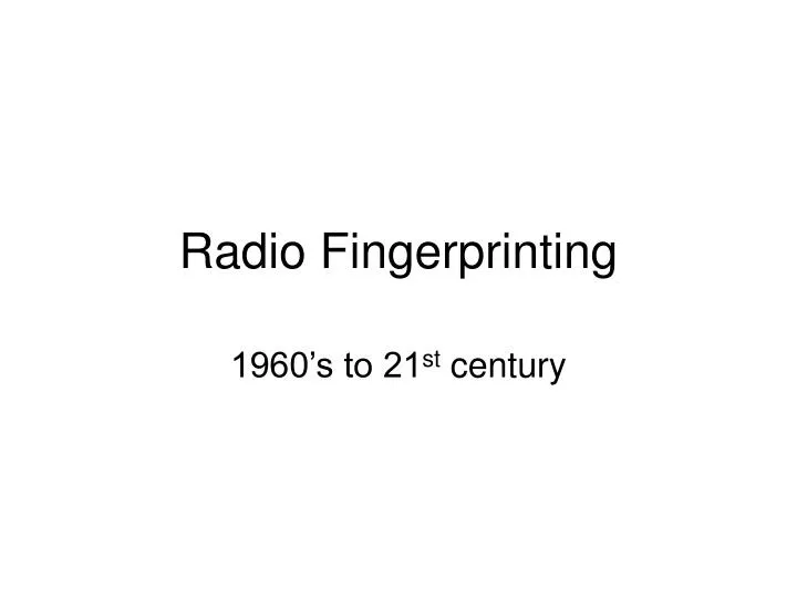 radio fingerprinting