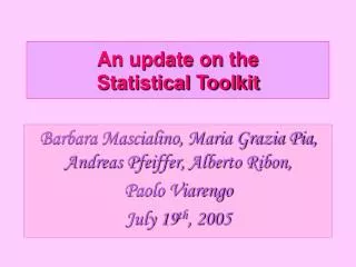 An update on the Statistical Toolkit