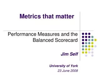 Metrics that matter