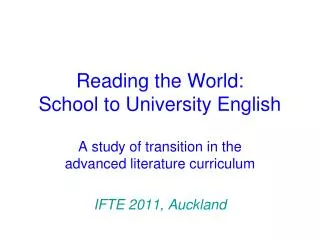 Reading the World: School to University English