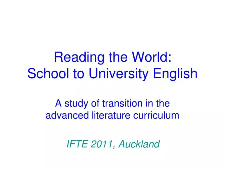 reading the world school to university english