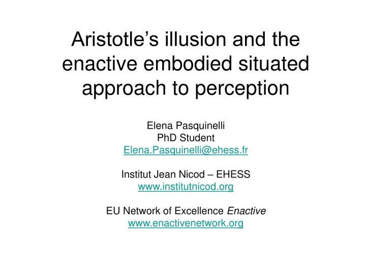 aristotle s illusion and the enactive embodied situated approach to perception