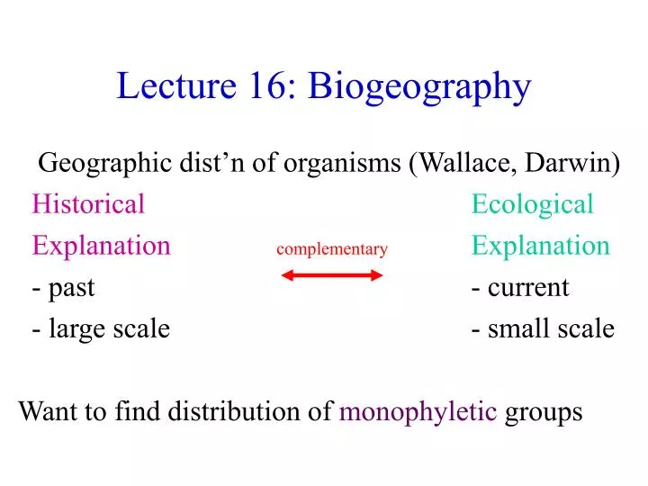 lecture 16 biogeography